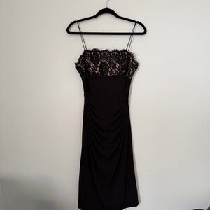 VINTAGE JS Boutique Y2K Beaded Lace Ruched Midi Dress 8